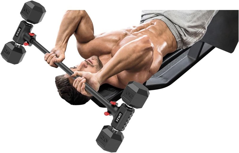 SEWD Dumbbell Converter by – Turn Dumbbells into Barbell Set – Adjustable Weights & Up to 220LB Capacity Barbell for Home Gym Full Body Workouts – Red - Image 4